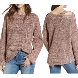 BLANKNYC] Up Up and Away Flap Back Marled Heavy Knit Sweater – Size XL